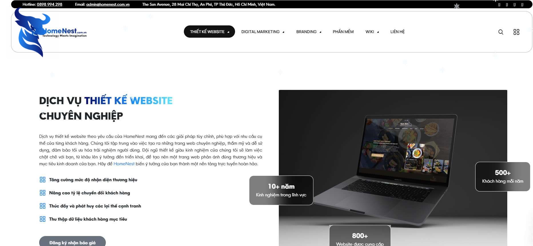 Dịch vụ thiết kế website trọn gói tại homenest: lợi ích vượt trội