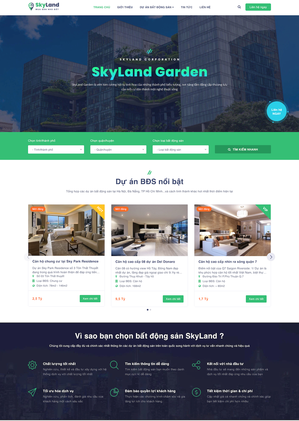 Top 8 mẫu website bất động sản thiết kế đẹp và chuyên nghiệp hiện đại nhất hiện nay 2 Mẫu website bất động sản skyland chuẩn seo