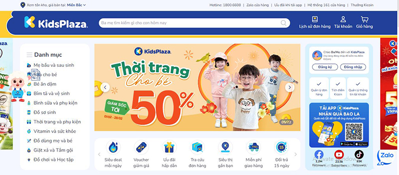 Giao diện website mẹ và bé chuyên nghiệp tại homenest