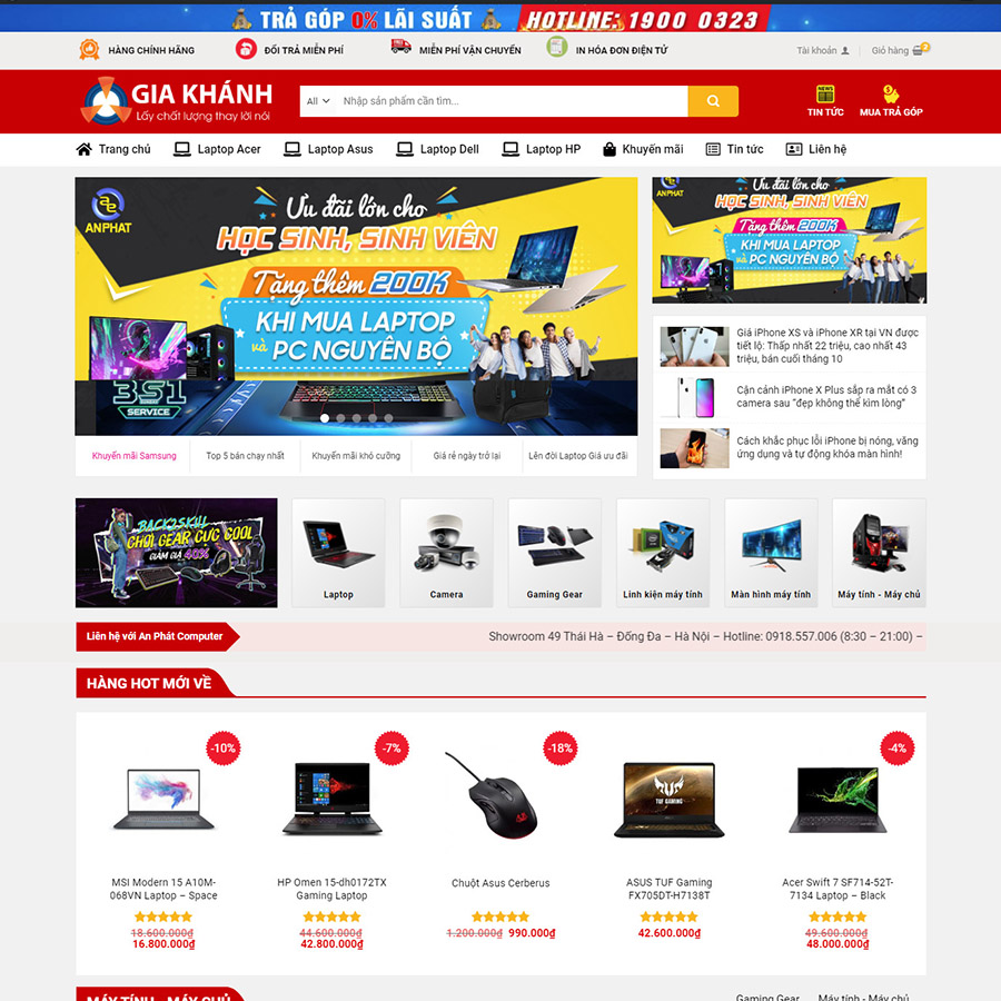Thiết kế website bán máy tính, laptop chuyên nghiệp, hiện đại