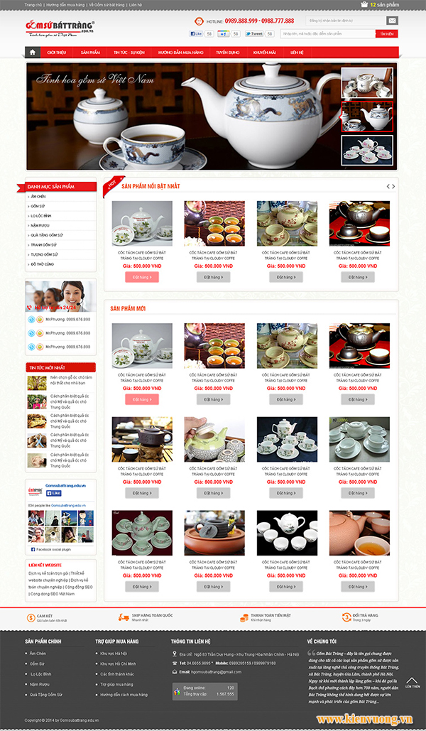 Thiết kế trang web bán đồ gốm sứ hiện đại chuyên nghiệp chuẩn seo