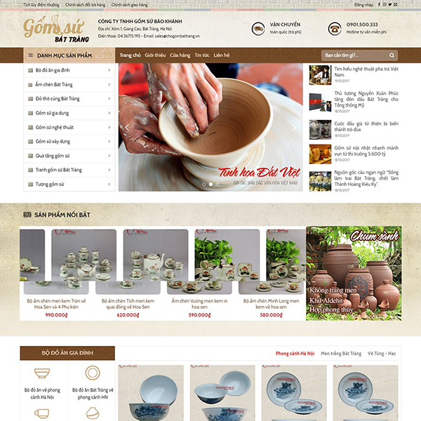 Thiết kế trang web bán đồ gốm sứ hiện đại chuyên nghiệp chuẩn seo