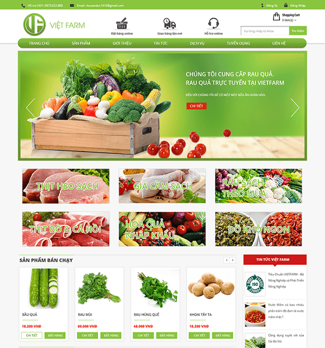 Thiết kế website bán rau củ chuẩn seo hiện đại chuyên nghiệp